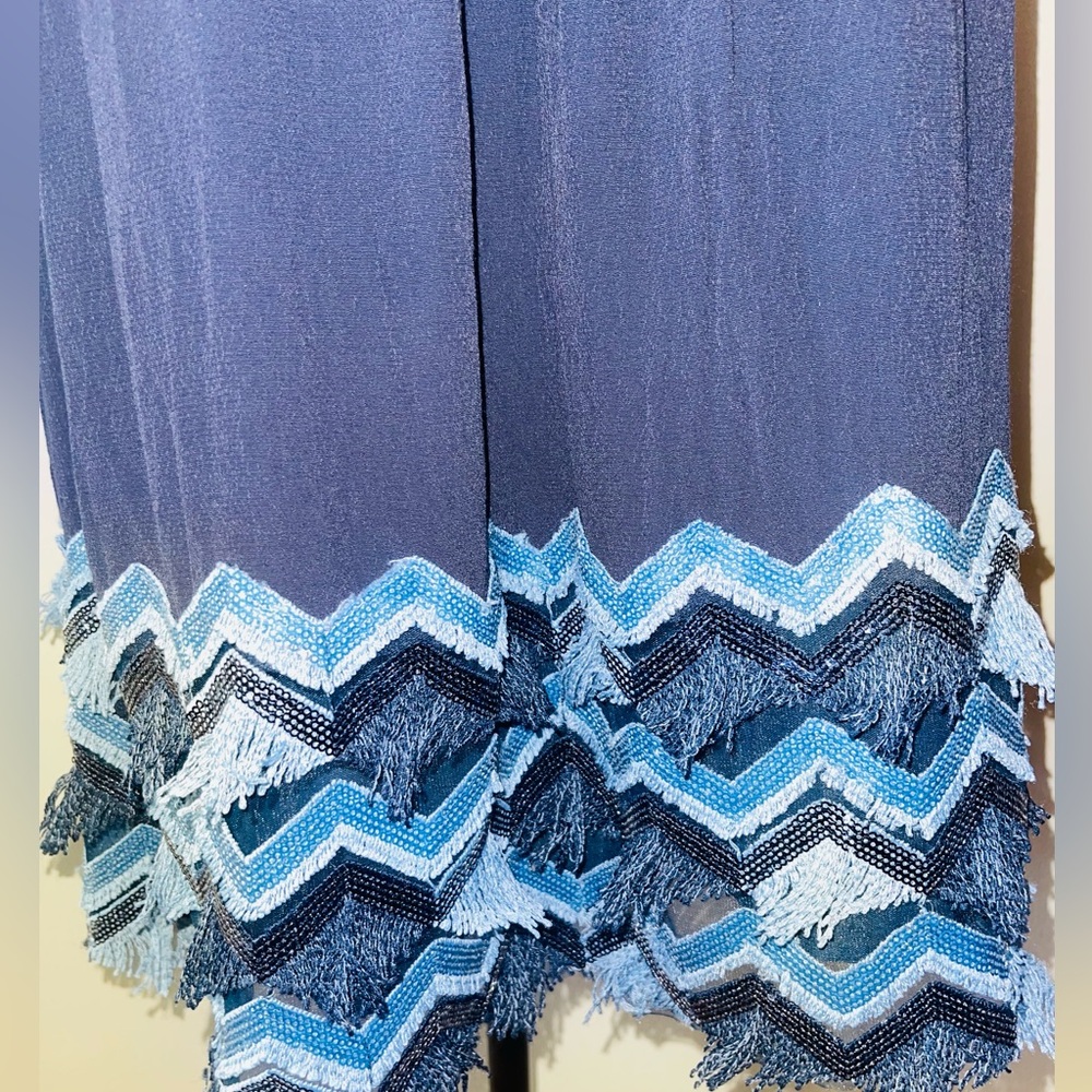 Maeve by Anthropologie Navy Fringe Hem Dress β Size 6 - Picture 5 of 8